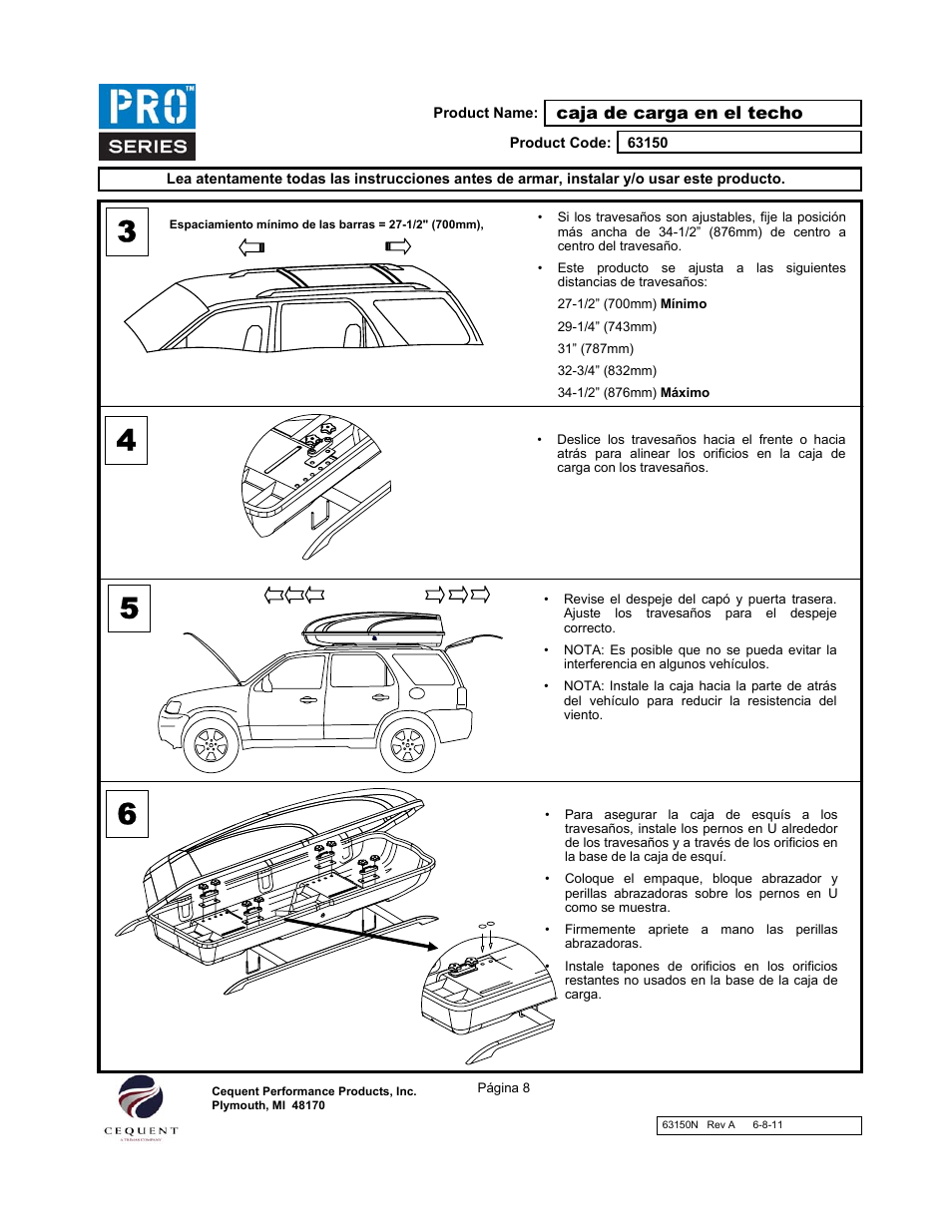 Draw-Tite 63150 ROOF TOP CARGO BOX User Manual | Page 8 / 9