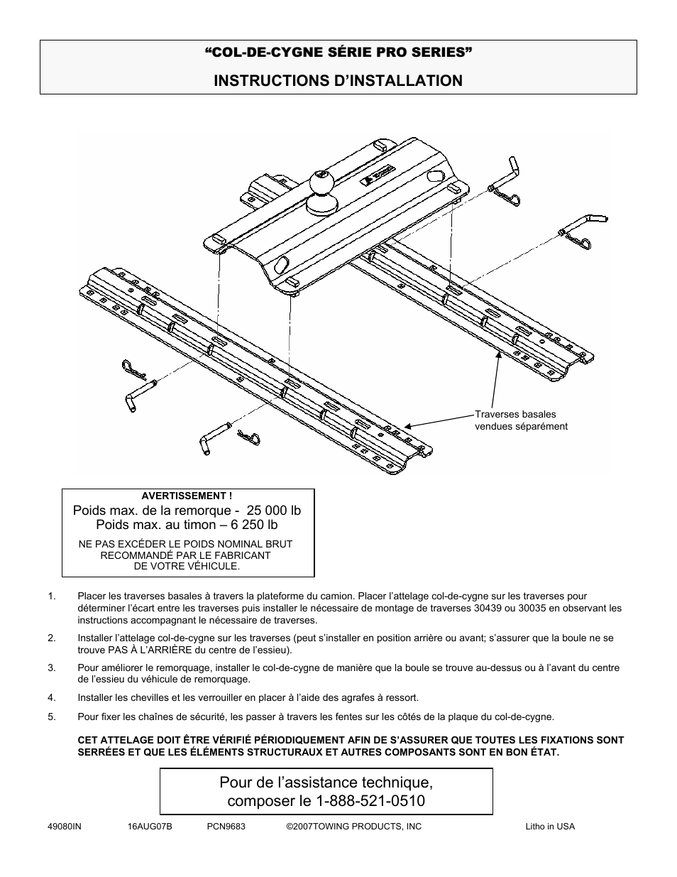 Instructions d’installation | Pro Series 49080 GOOSENECK User Manual | Page 2 / 3