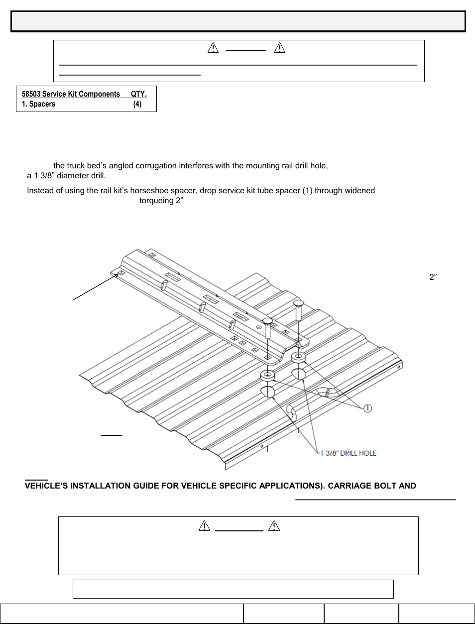 Draw-Tite 58503 FIFTH WHEEL MOUNTING RAILS ACCESSORY User Manual | 3 pages