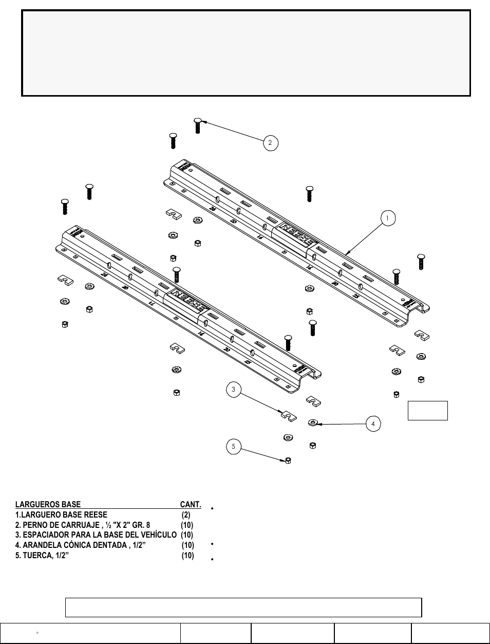 Instrucciones | Draw-Tite 30153 FIFTH WHEEL RAILS ONLY User Manual | Page 3 / 6