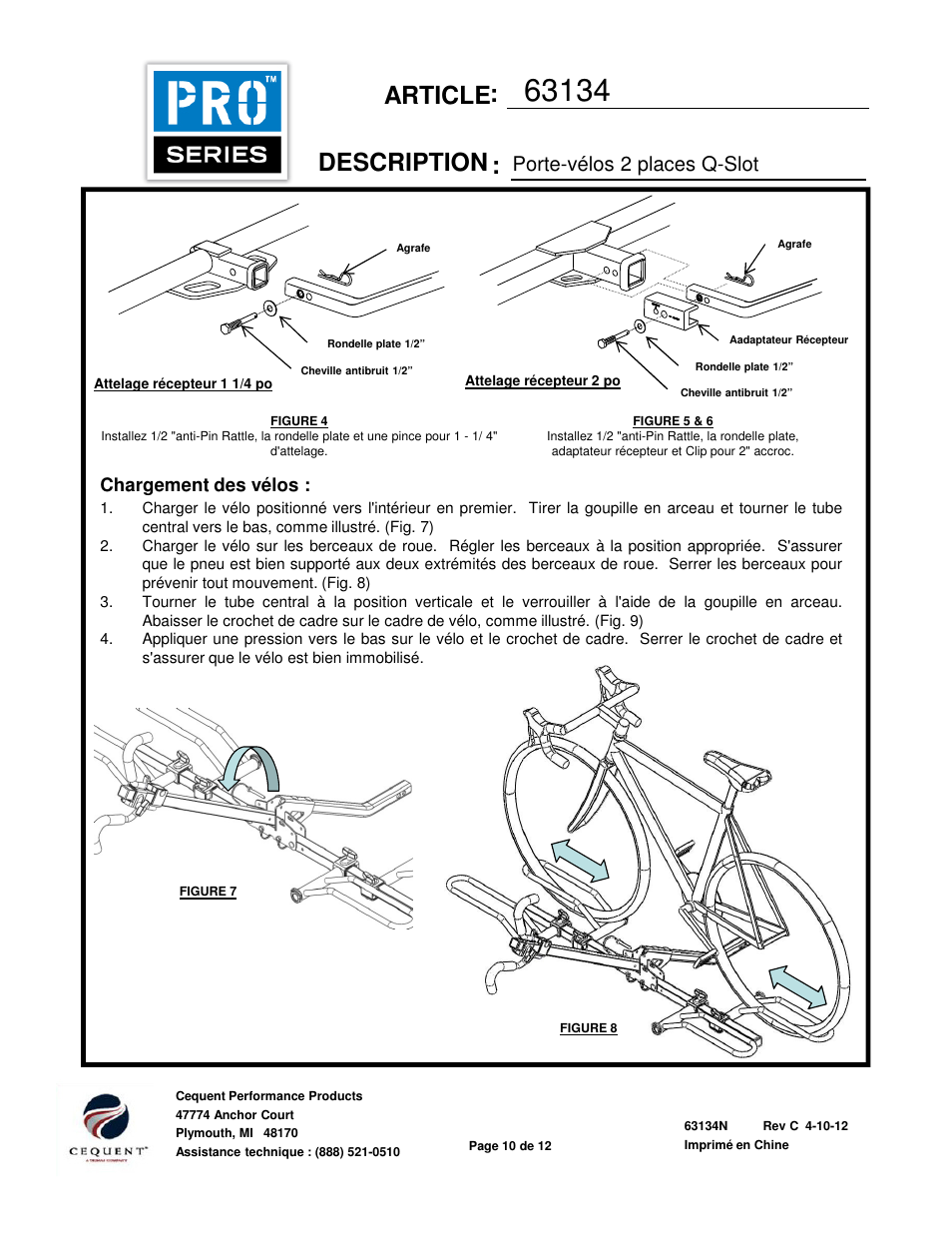 Article description, Porte-vélos 2 places q-slot | Pro Series 63134 BIKE CARRIERS User Manual | Page 10 / 12