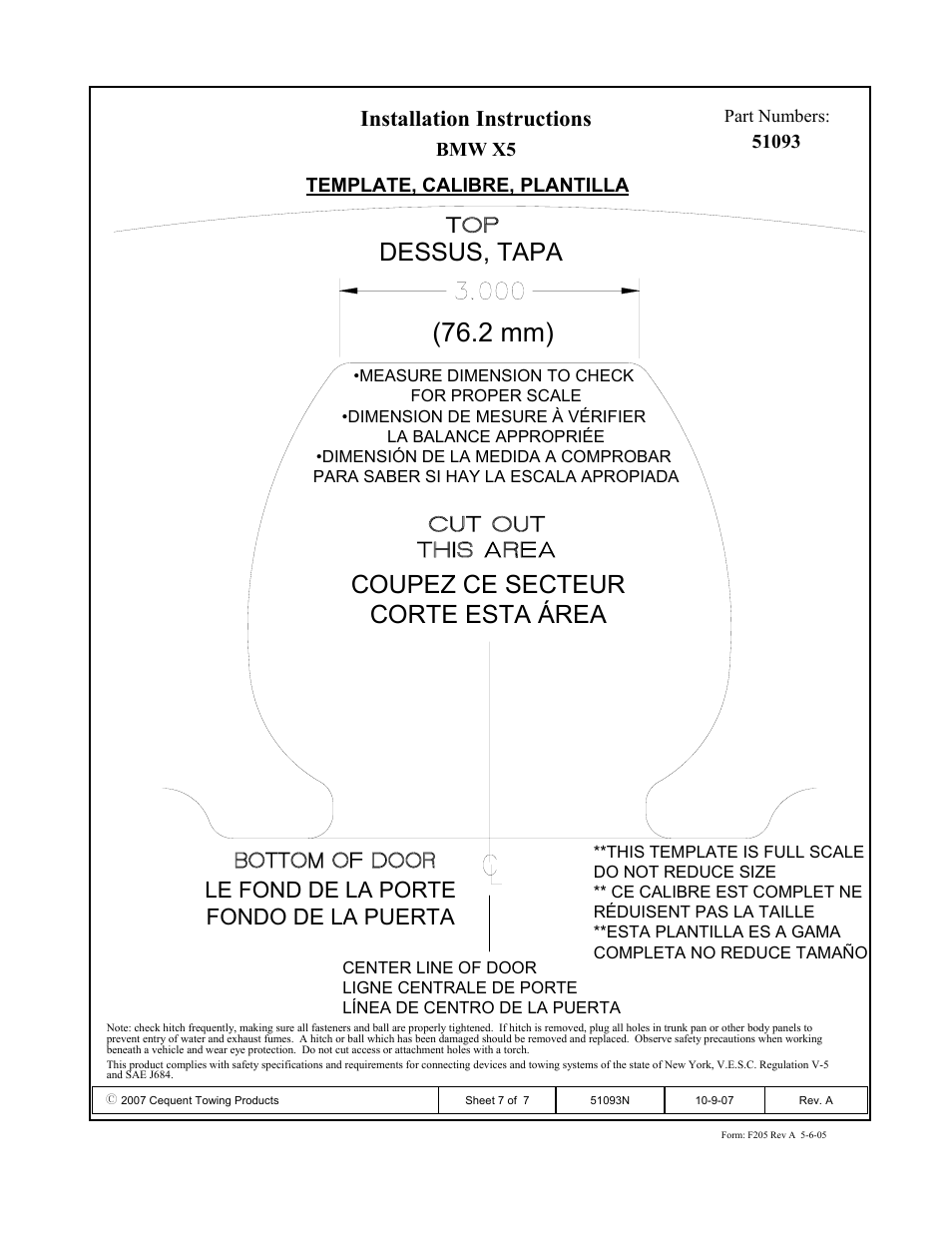 2 mm), Coupez ce secteur corte esta área, Dessus, tapa | Installation instructions, Le fond de la porte fondo de la puerta | Pro Series 51093 51 Receiver User Manual | Page 7 / 7