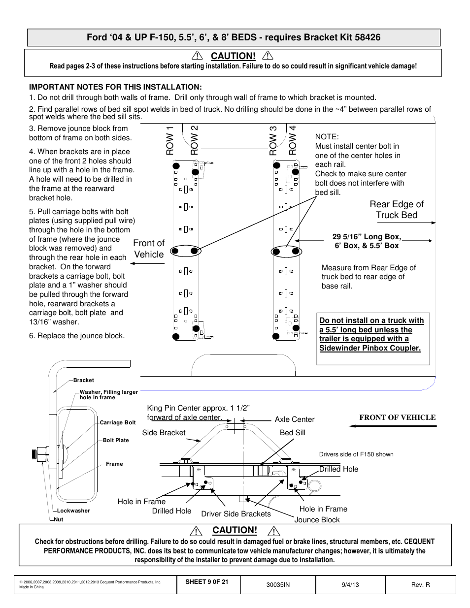 Draw-Tite 30035 FIFTH WHEEL RAILS User Manual | Page 10 / 22