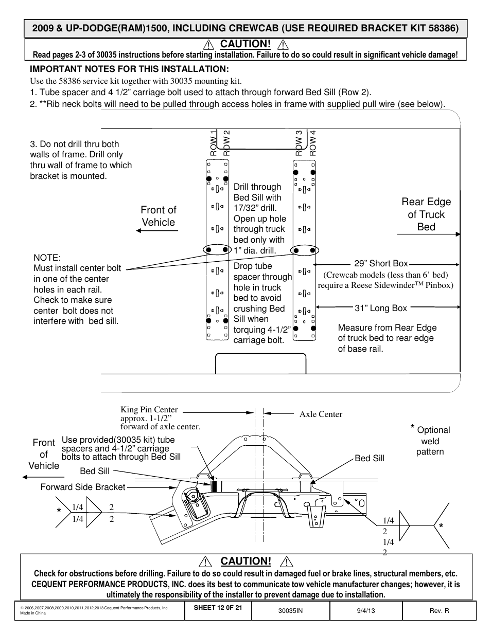 Draw-Tite 30035 FIFTH WHEEL RAILS User Manual | Page 13 / 22