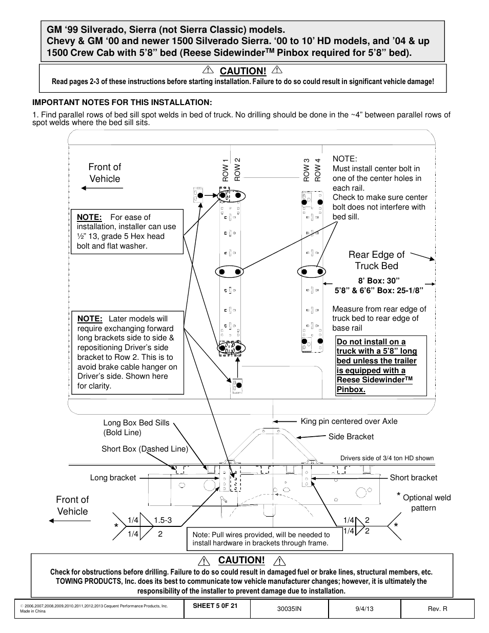 Draw-Tite 30035 FIFTH WHEEL RAILS User Manual | Page 6 / 22