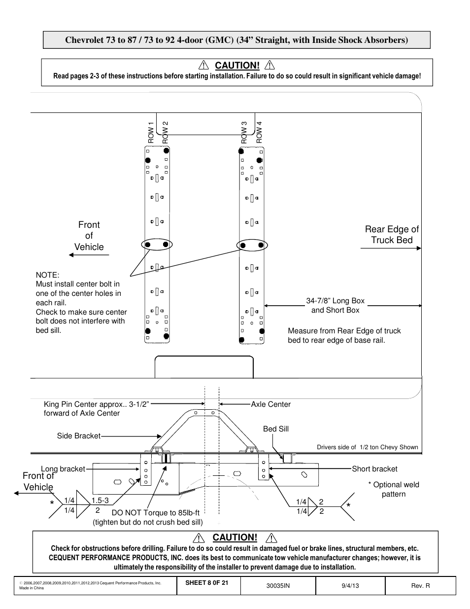 Draw-Tite 30035 FIFTH WHEEL RAILS User Manual | Page 9 / 22