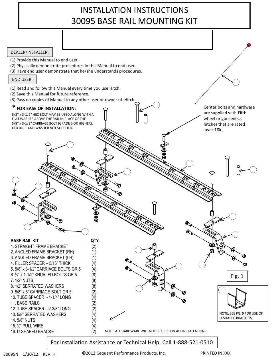 Draw-Tite 30095 FIFTH WHEEL RAILS User Manual | 51 pages
