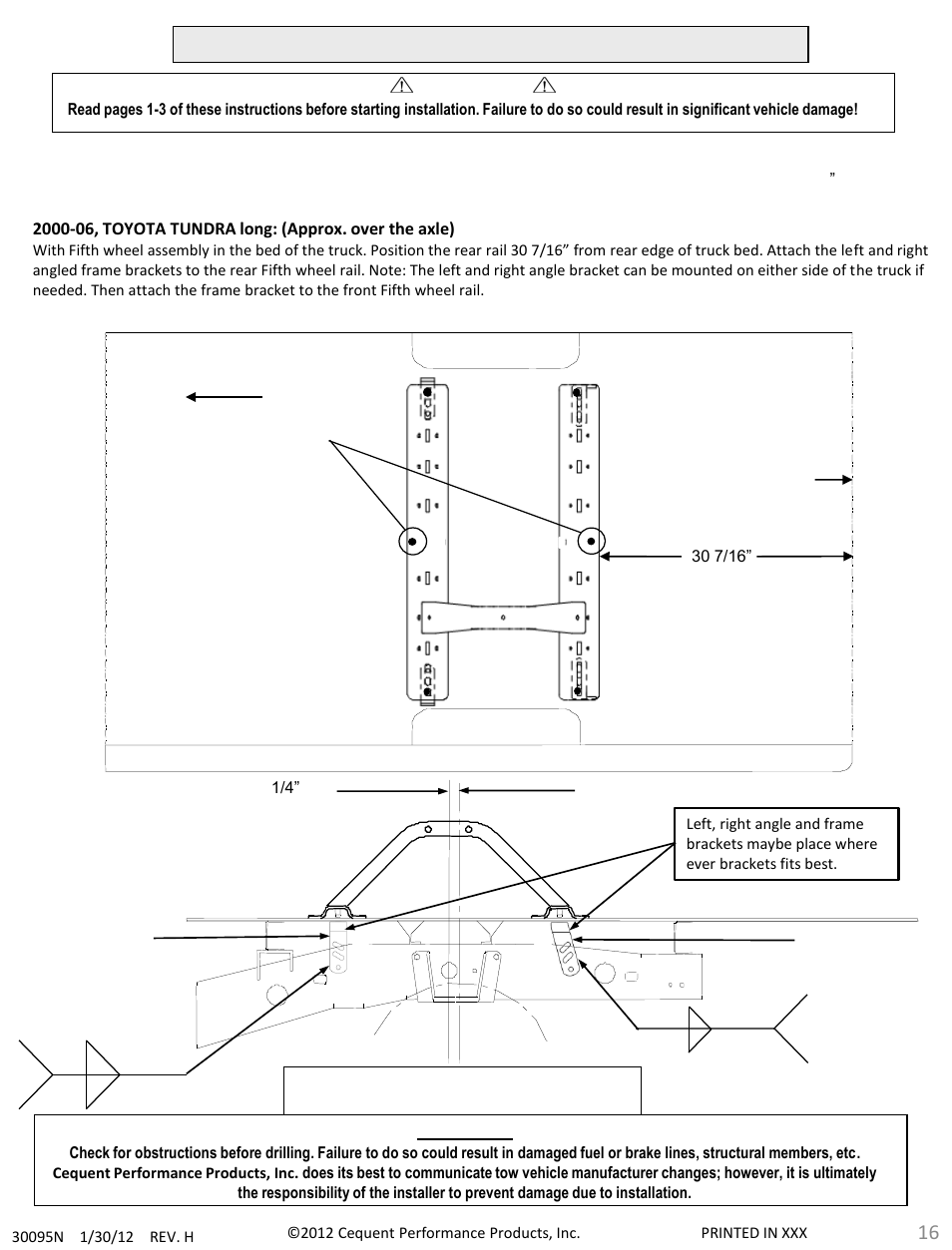 Draw-Tite 30095 FIFTH WHEEL RAILS User Manual | Page 16 / 51
