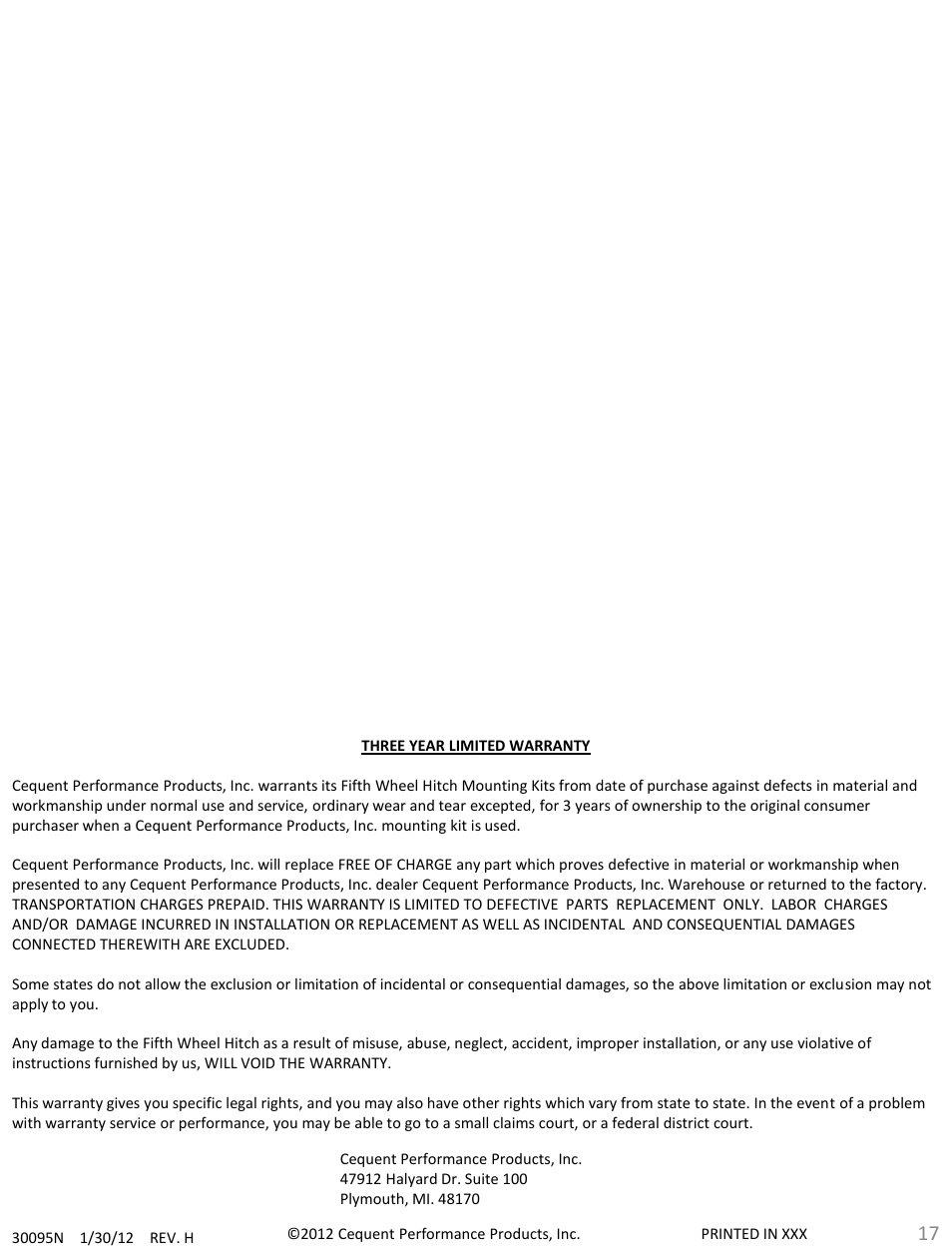 Draw-Tite 30095 FIFTH WHEEL RAILS User Manual | Page 17 / 51