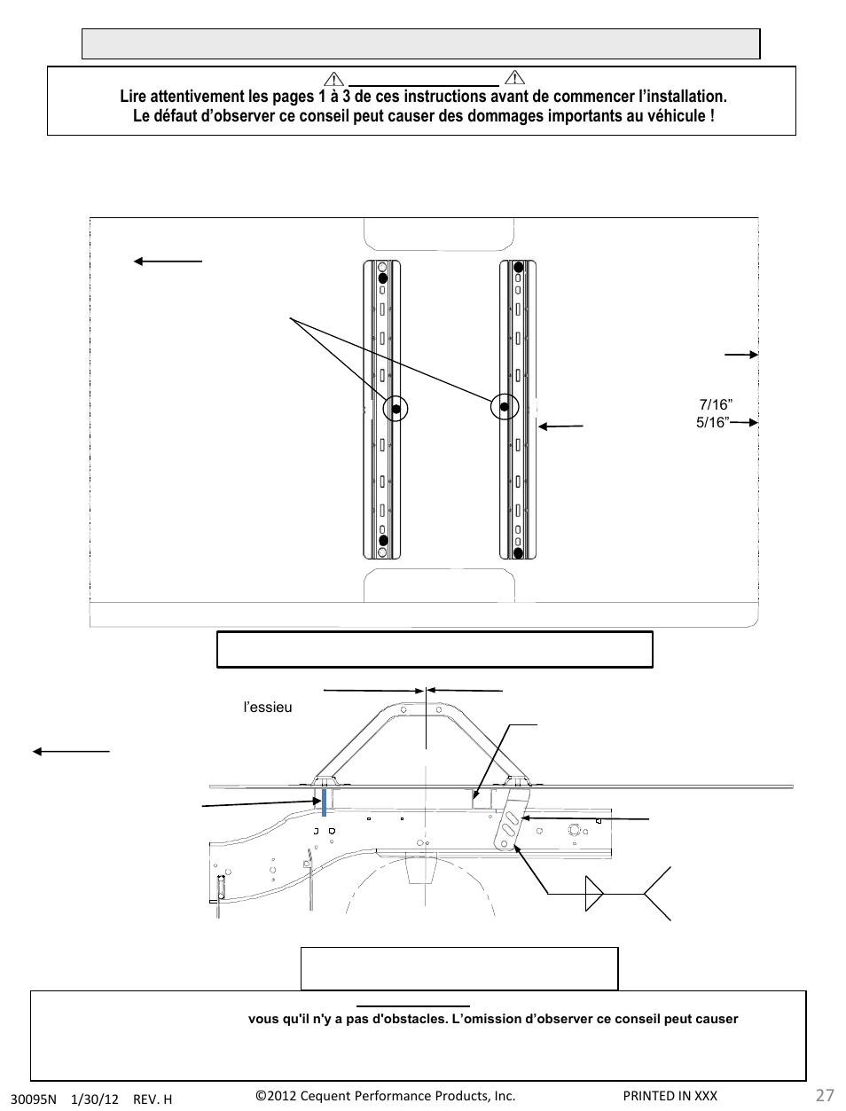 Suite des instructions à la page suivante | Draw-Tite 30095 FIFTH WHEEL RAILS User Manual | Page 27 / 51