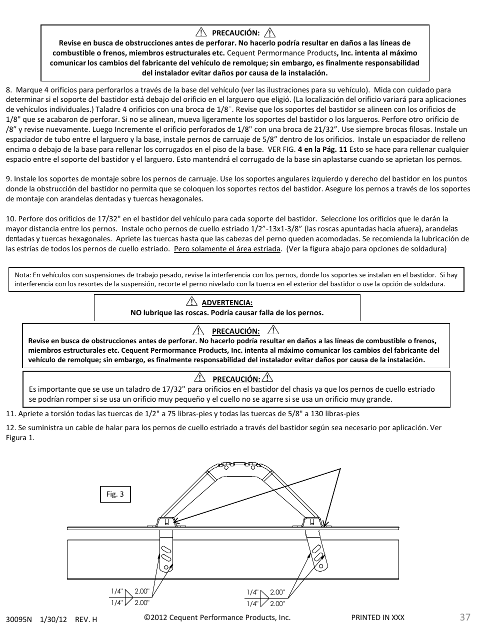 Draw-Tite 30095 FIFTH WHEEL RAILS User Manual | Page 37 / 51