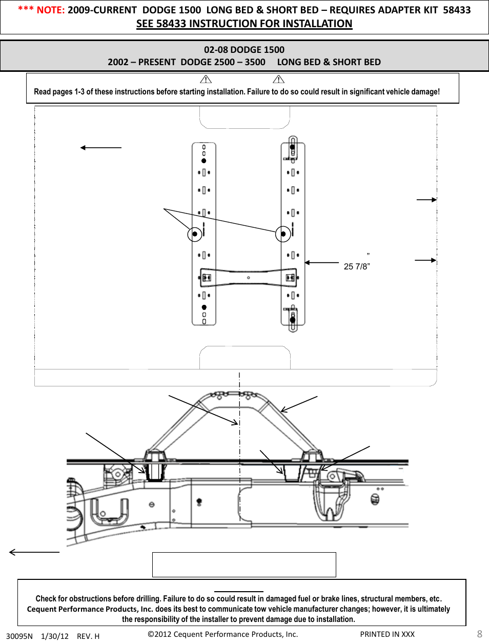 Draw-Tite 30095 FIFTH WHEEL RAILS User Manual | Page 8 / 51