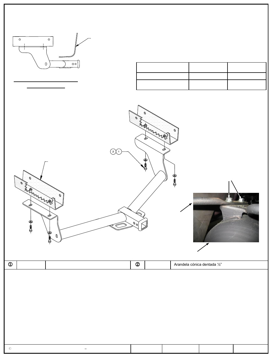 Instrucciones de instalación, Toyota rav4, Números de partes | Larguero del bastidor | Pro Series 97157 51 Receiver User Manual | Page 3 / 3