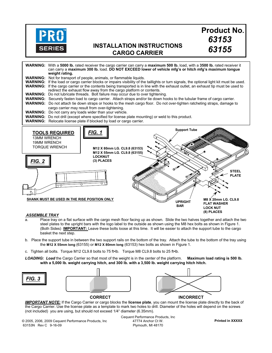 Draw-Tite 63153 CARGO CARRIER - FIXED 2 User Manual | 3 pages