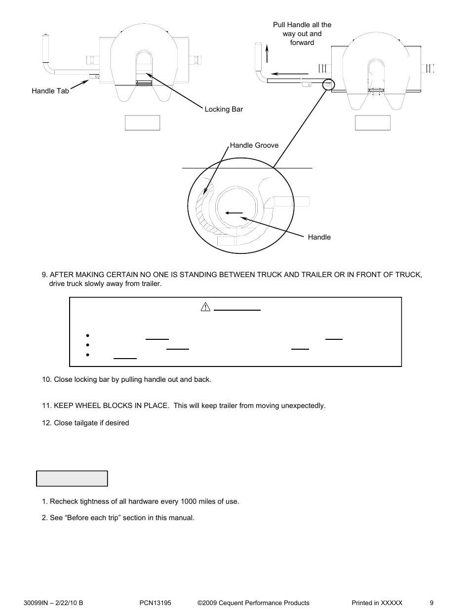 Warning | Pro Series 30099 15K FIFTH WHEEL User Manual | Page 9 / 33