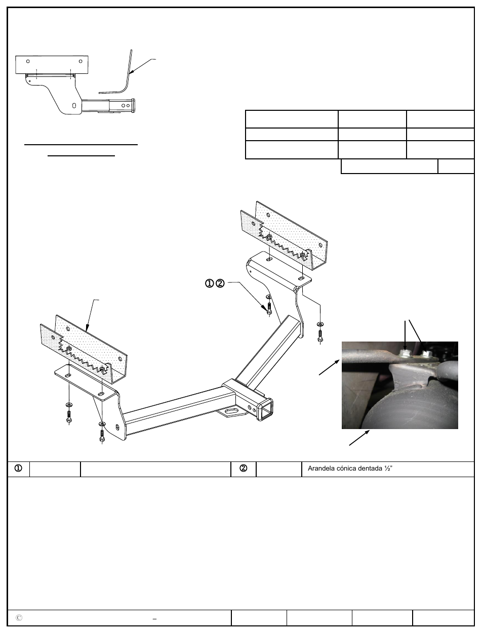 Instrucciones de instalación, Toyota rav4, Números de partes | Larguero del bastidor | Pro Series 51234 51 Receiver User Manual | Page 3 / 3