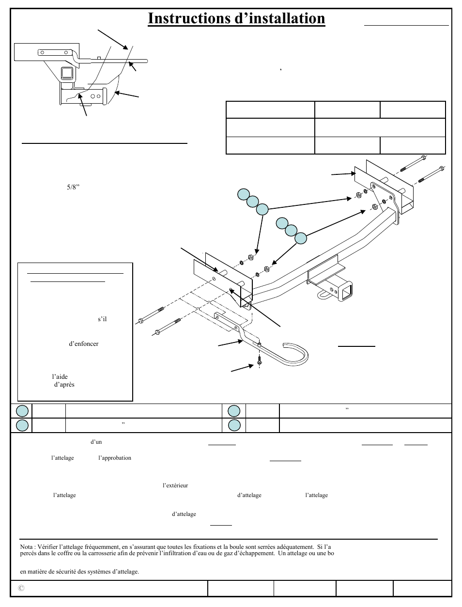 Instructions d’installation, Numéros de pièces, Figure 1 | Attelage montré dans la position appropriée | Pro Series 97085 51 Receiver User Manual | Page 3 / 6