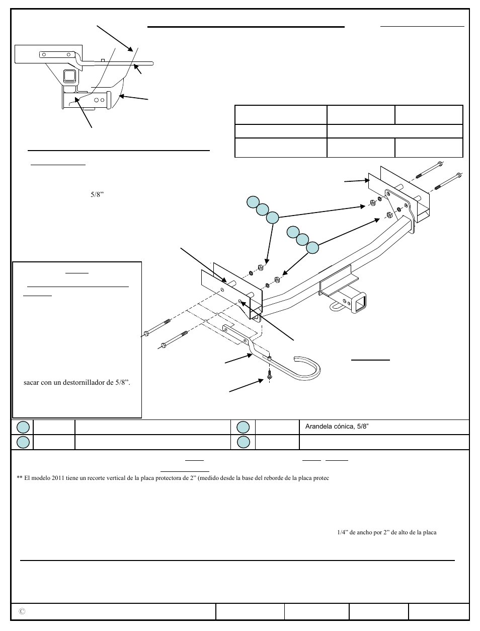 Instrucciones de instalación, Jeep compass, Jeep patriot | Paquete rallye, Gancho de remolque opcional números de partes, Figura 1, El enganche se muestra en la posición correcta | Pro Series 97085 51 Receiver User Manual | Page 5 / 6