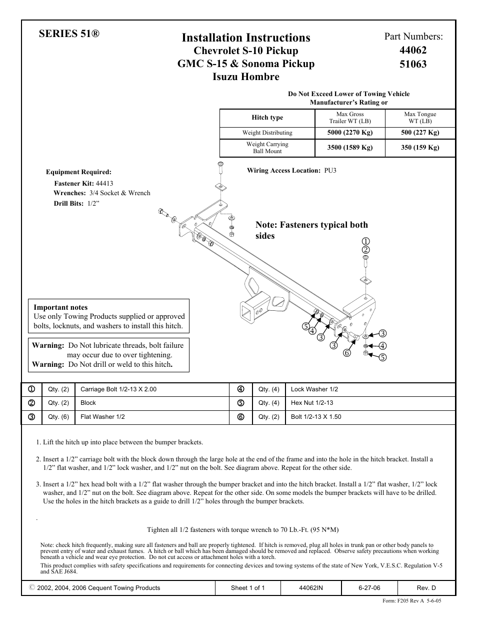 Pro Series 51063 51 Receiver User Manual | 1 page