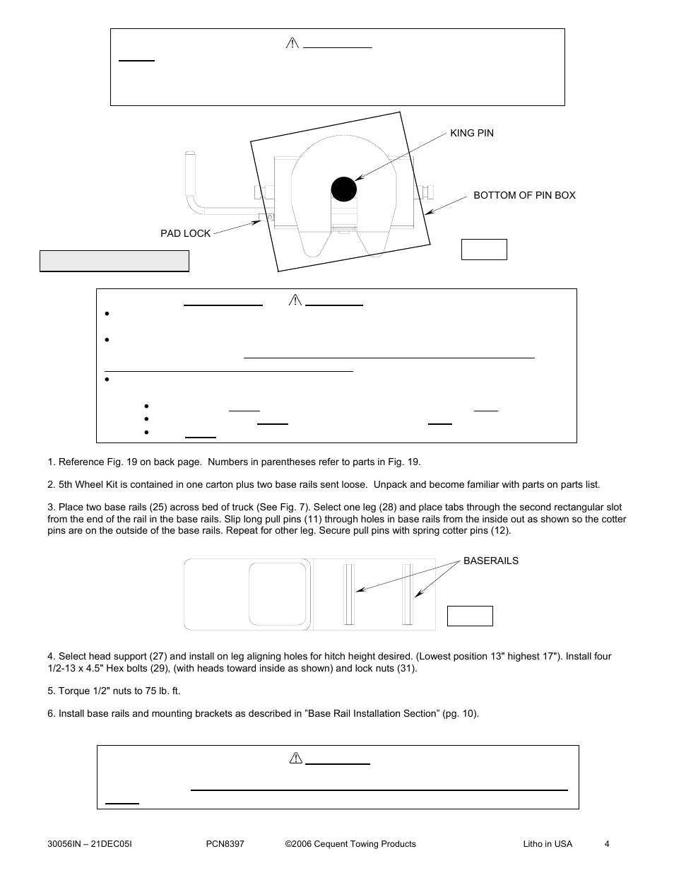 Warning | Pro Series 7168 15K FIFTH WHEEL User Manual | Page 4 / 25