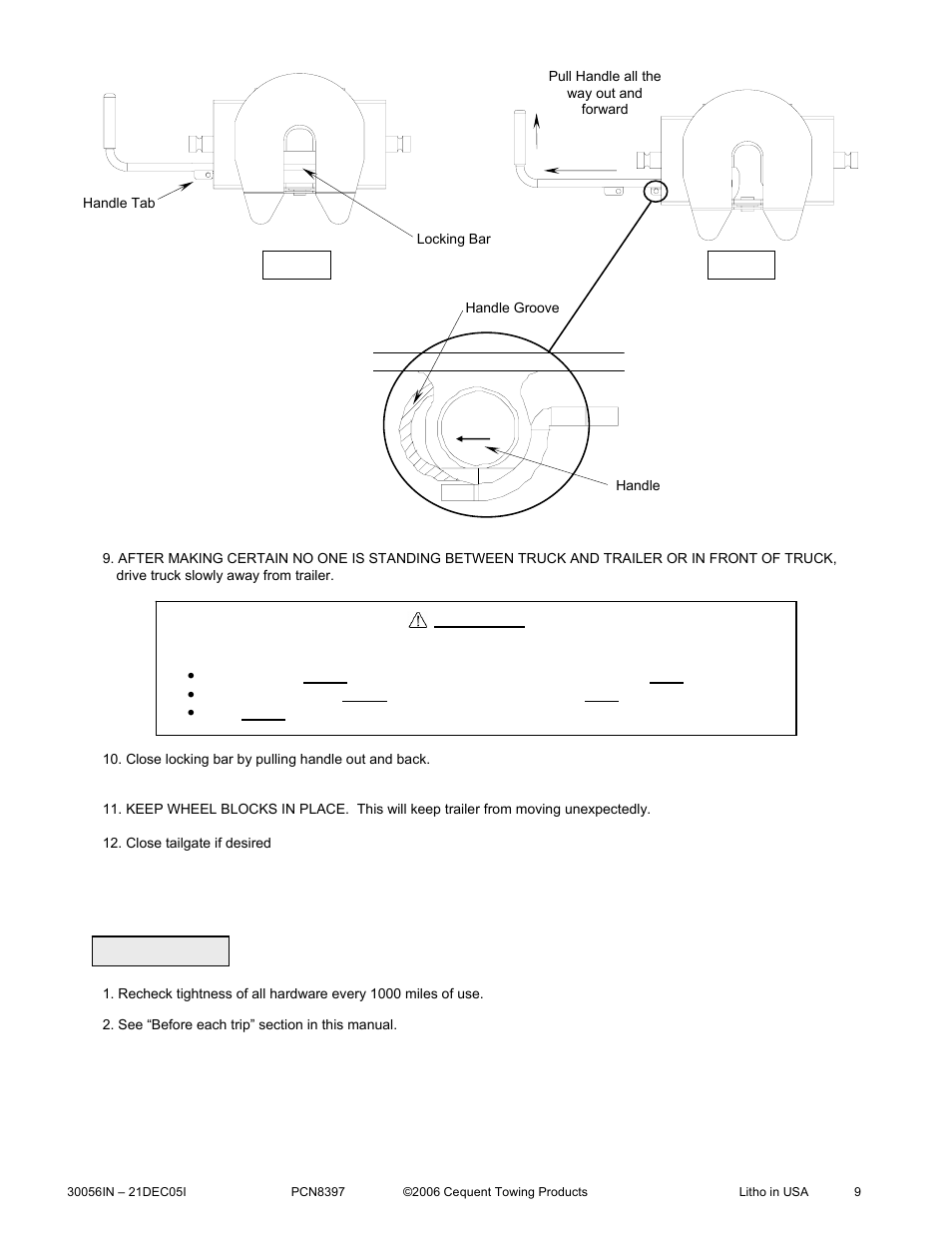 Warning | Pro Series 7168 15K FIFTH WHEEL User Manual | Page 9 / 25