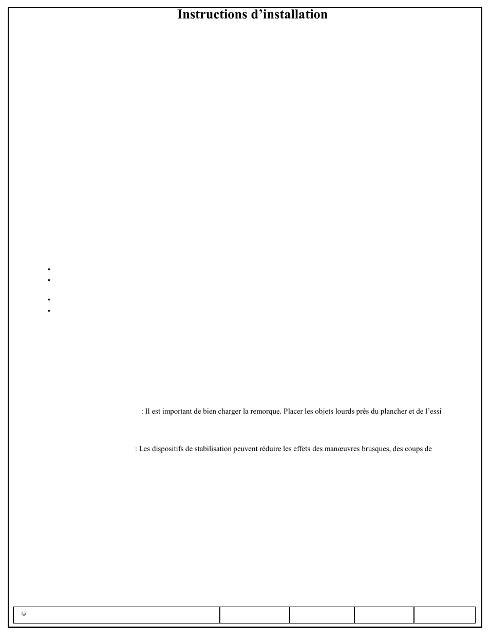 Instructions d’installation, Numéros de pièce | Pro Series 49583 ROUND BAR WD User Manual | Page 17 / 18