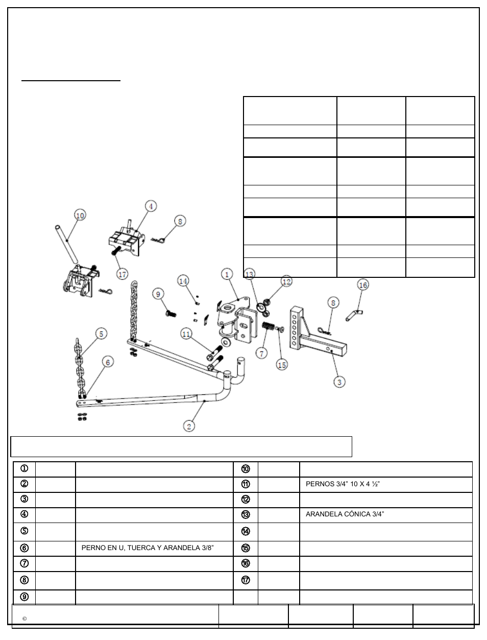 Instrucciones de instalación, Números de partes, Concesionarios | Pro Series 49583 ROUND BAR WD User Manual | Page 7 / 18