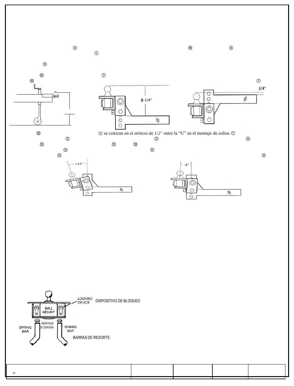 Instrucciones de instalación, Números de partes | Pro Series 49583 ROUND BAR WD User Manual | Page 9 / 18