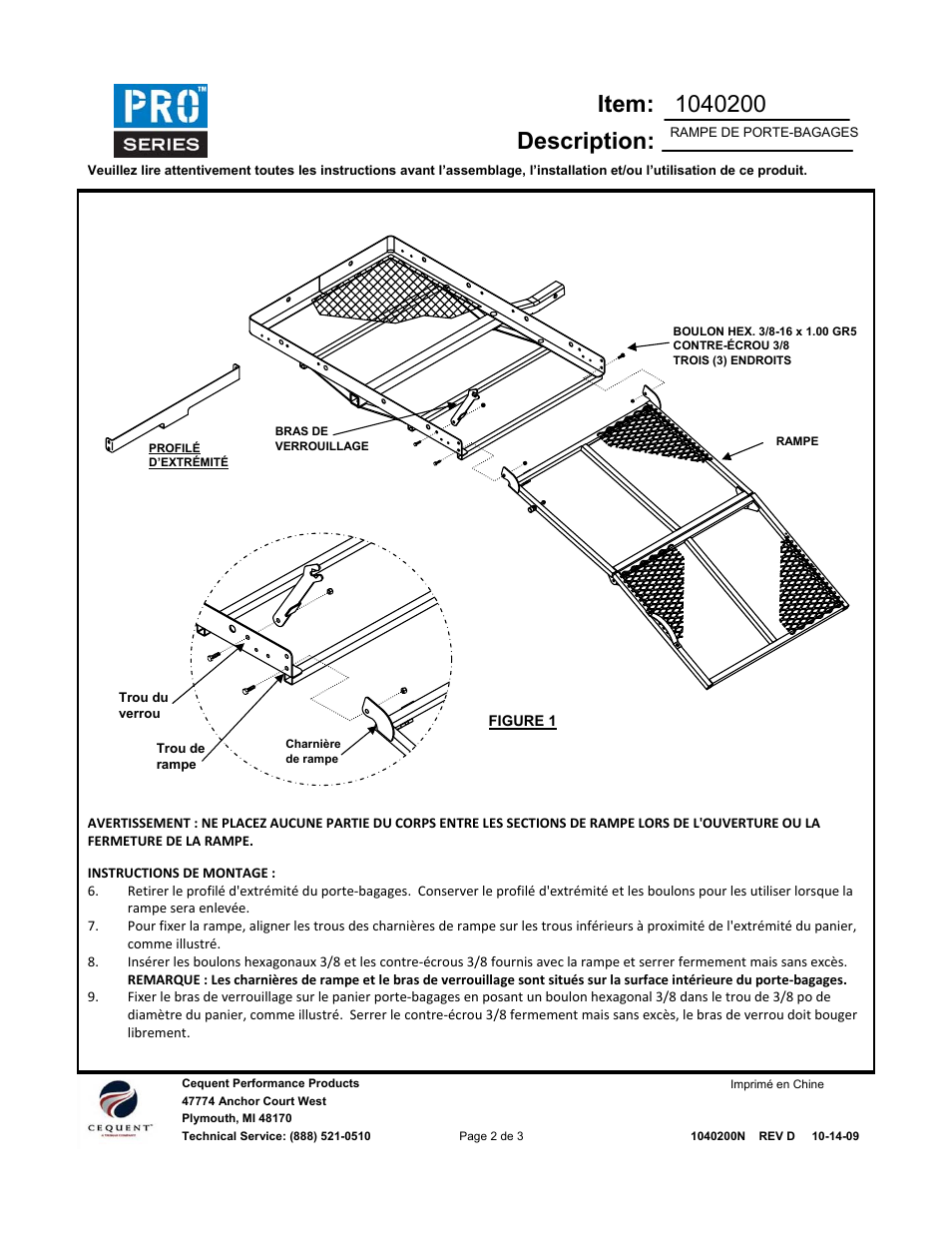 Draw-Tite 1040200 CARGO CARRIER W_OPTIONAL RAMP User Manual | Page 5 / 9