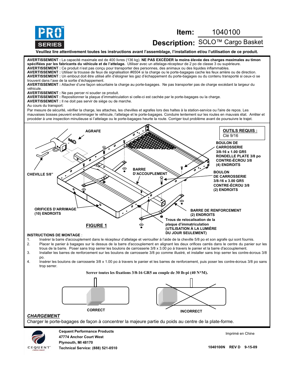 Solo™ cargo basket | Draw-Tite 1040100 CARGO CARRIER W_OPTIONAL RAMP User Manual | Page 2 / 3