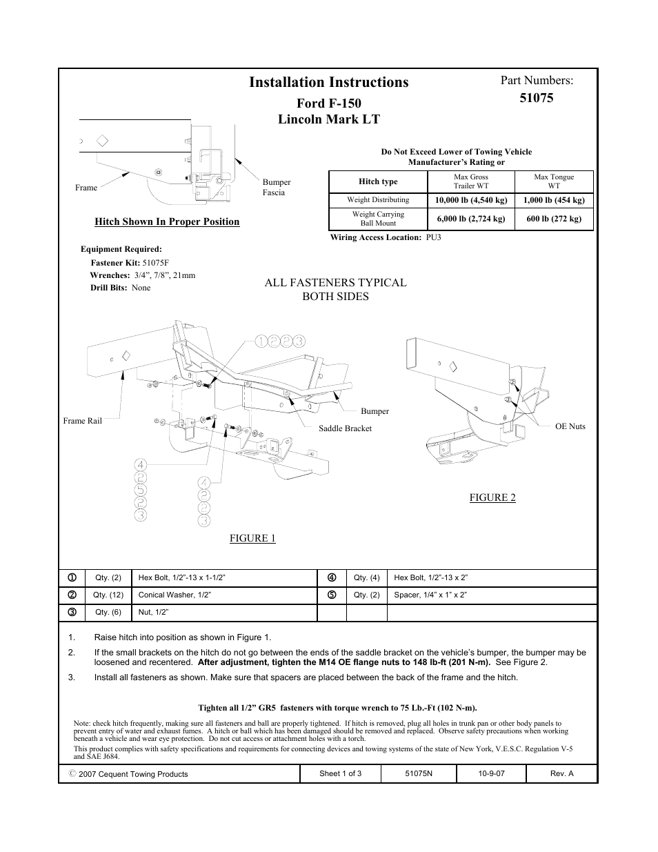 Pro Series 51075 51 Receiver User Manual | 3 pages