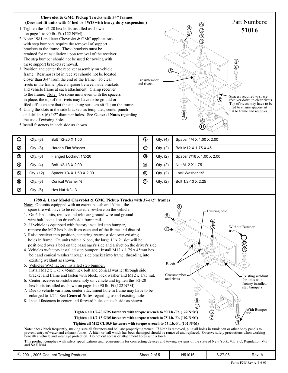 Part numbers | Pro Series 51016 51 Receiver User Manual | Page 2 / 5