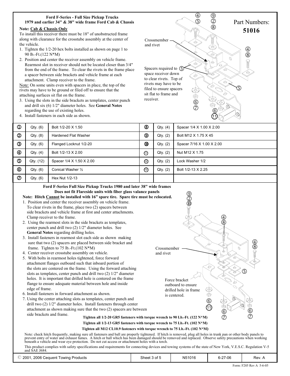 Part numbers | Pro Series 51016 51 Receiver User Manual | Page 3 / 5
