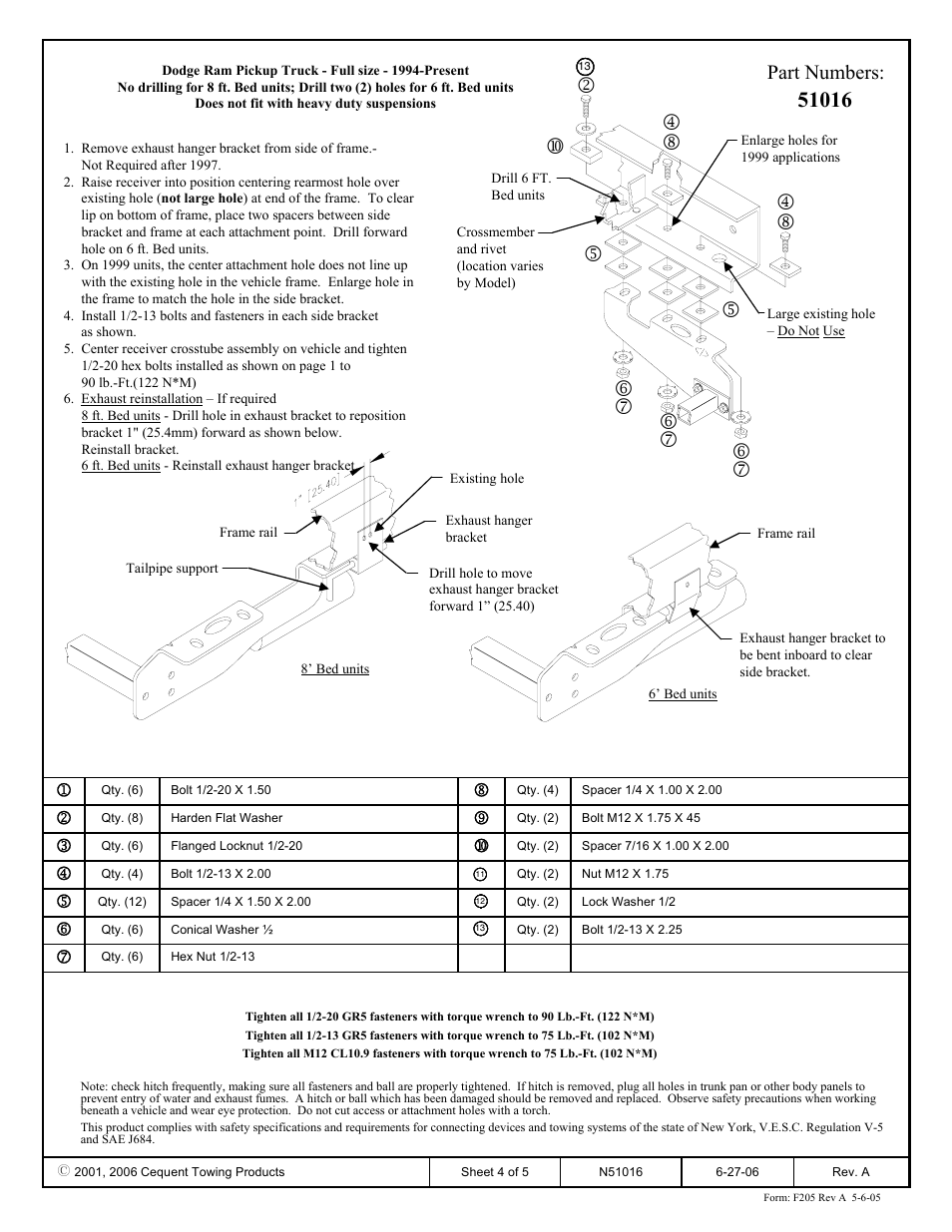 Part numbers | Pro Series 51016 51 Receiver User Manual | Page 4 / 5