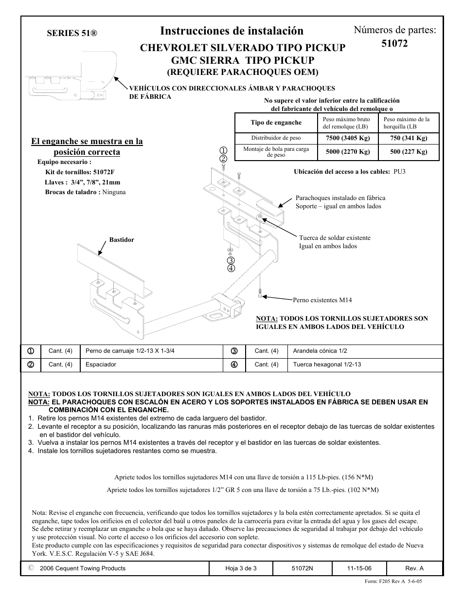 Instrucciones de instalación | Pro Series 51072 51 Receiver User Manual | Page 3 / 3