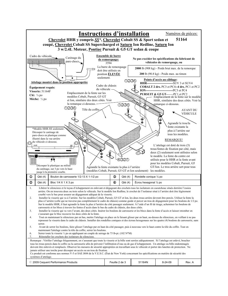 Instructions d’installation | Pro Series 51164 51 Receiver User Manual | Page 2 / 3