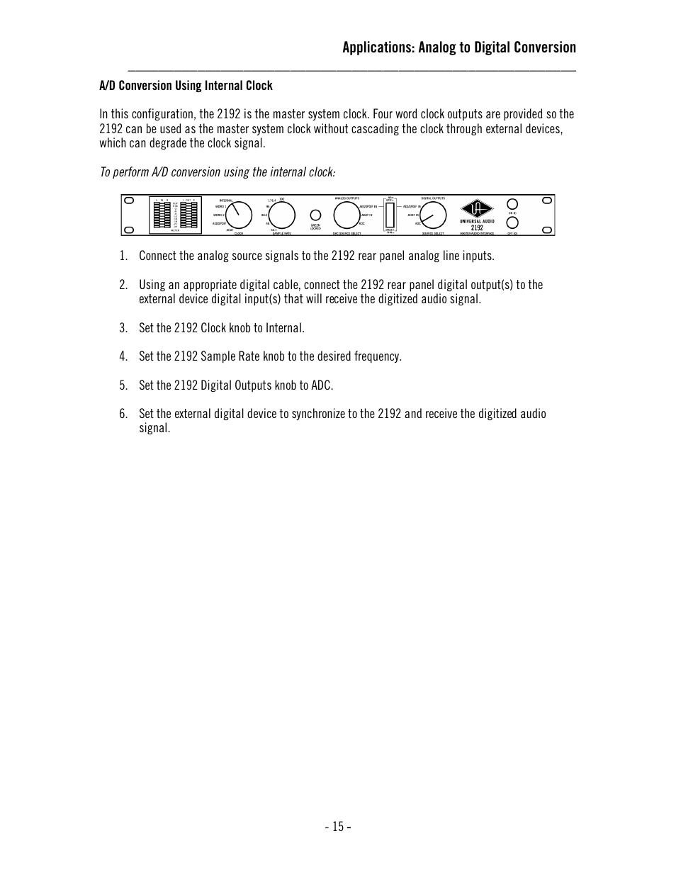 Universal Audio 2192 Master Audio Interface User Manual | Page 19 / 55