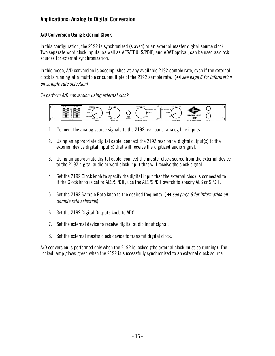 Universal Audio 2192 Master Audio Interface User Manual | Page 20 / 55