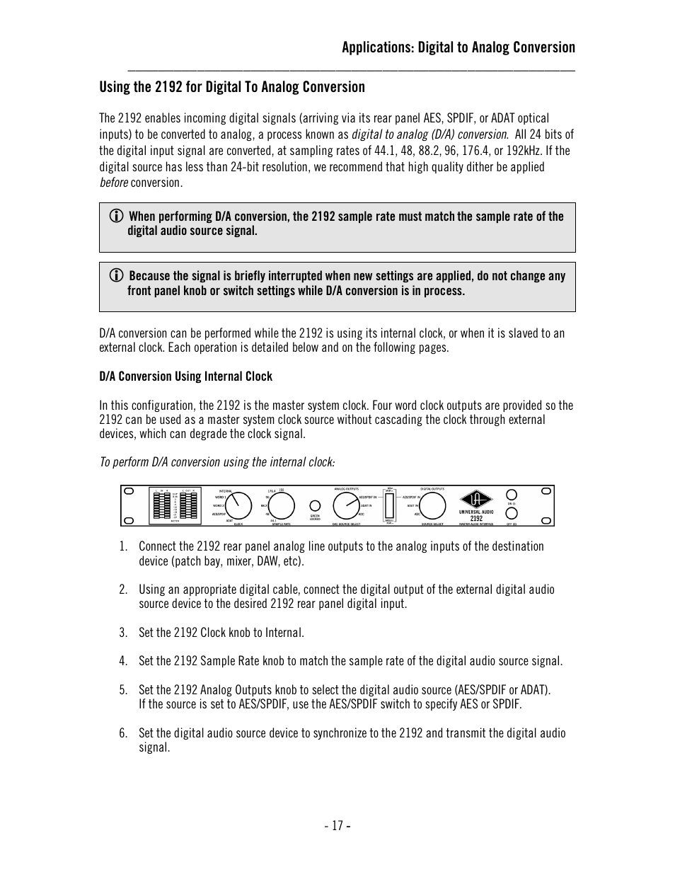 Universal Audio 2192 Master Audio Interface User Manual | Page 21 / 55