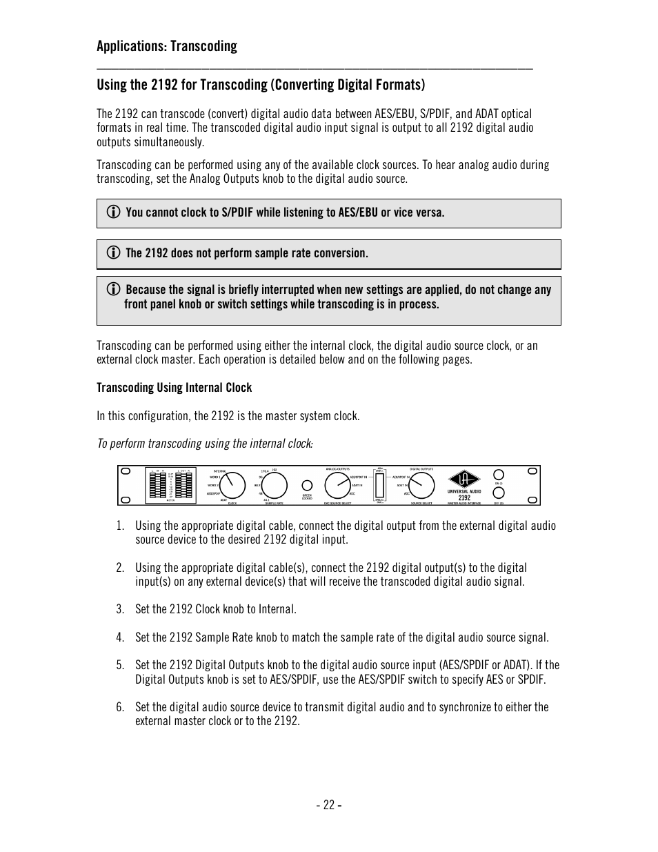 Universal Audio 2192 Master Audio Interface User Manual | Page 26 / 55