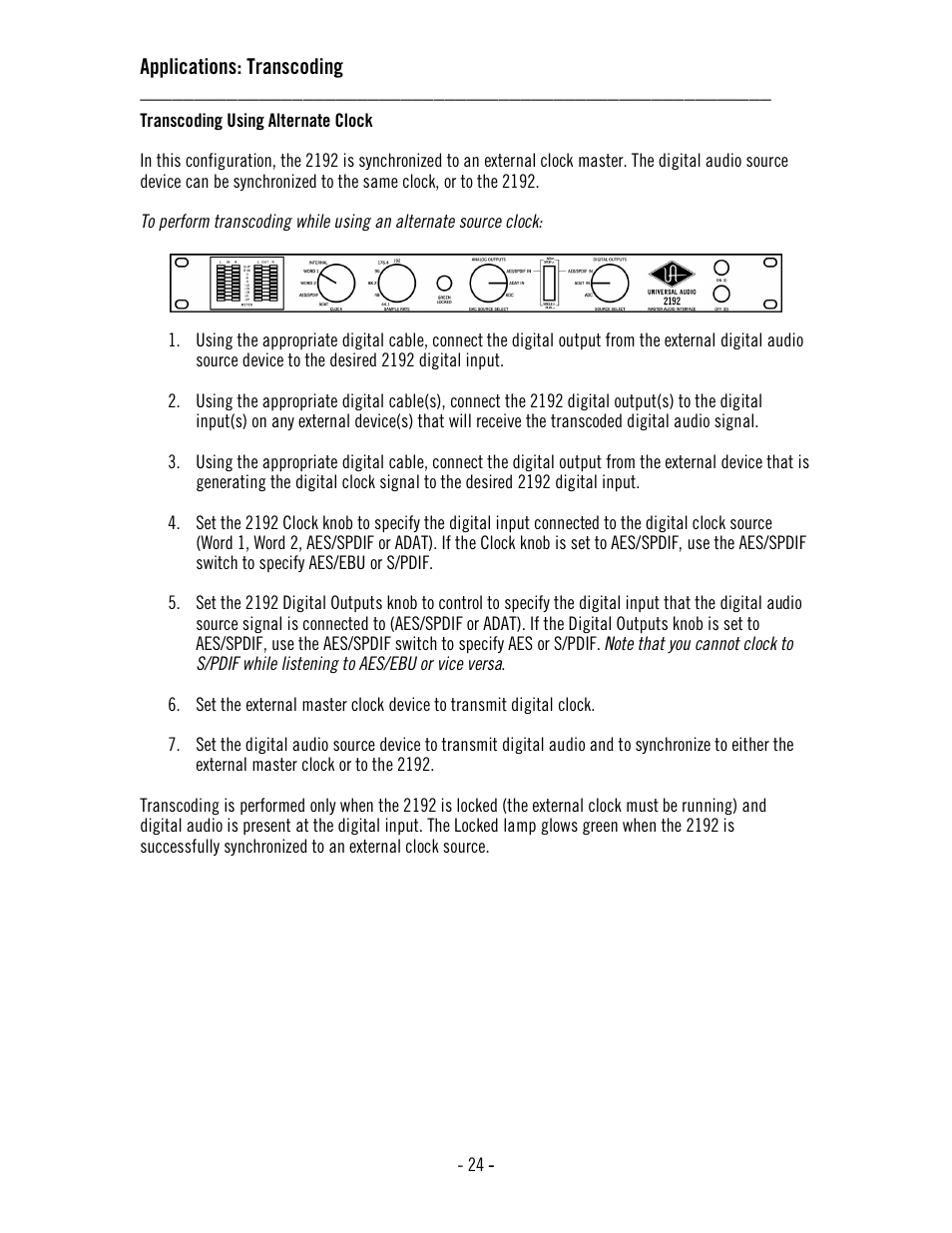 Universal Audio 2192 Master Audio Interface User Manual | Page 28 / 55