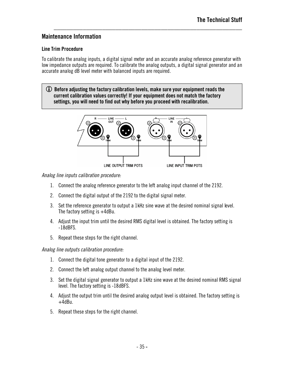 The technical stuff, Maintenance information | Universal Audio 2192 Master Audio Interface User Manual | Page 39 / 55