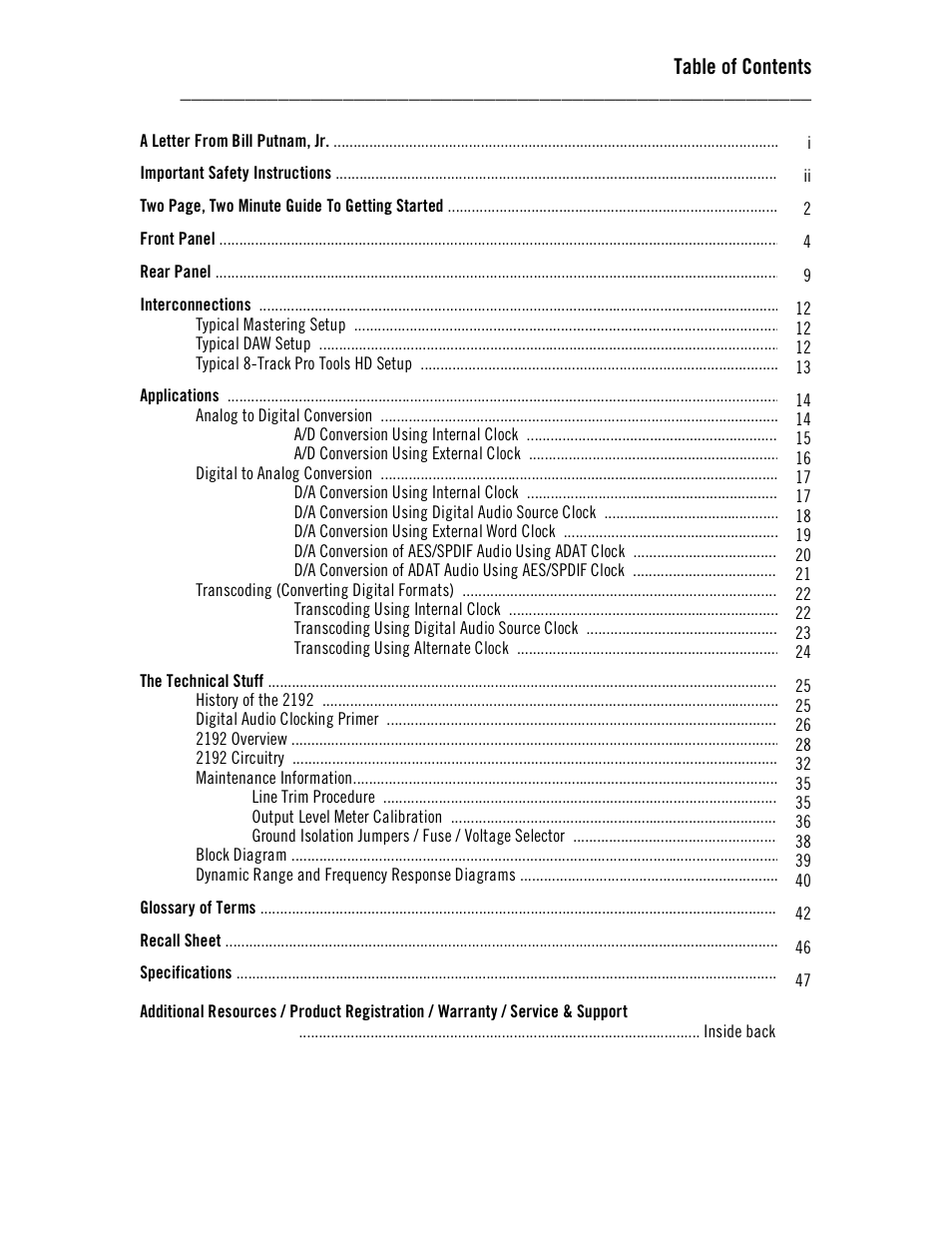 Universal Audio 2192 Master Audio Interface User Manual | Page 5 / 55