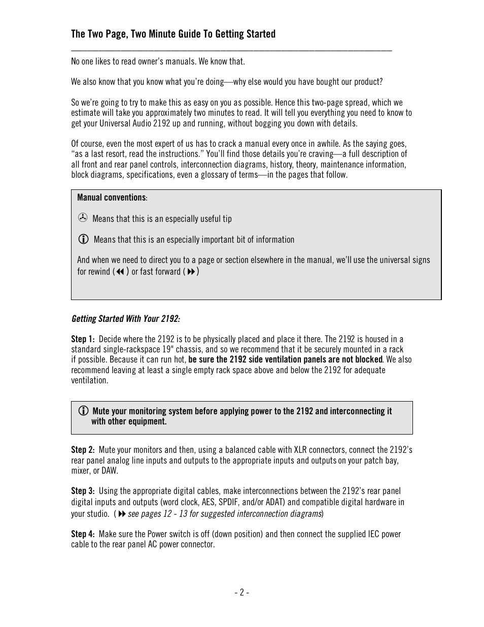 Universal Audio 2192 Master Audio Interface User Manual | Page 6 / 55