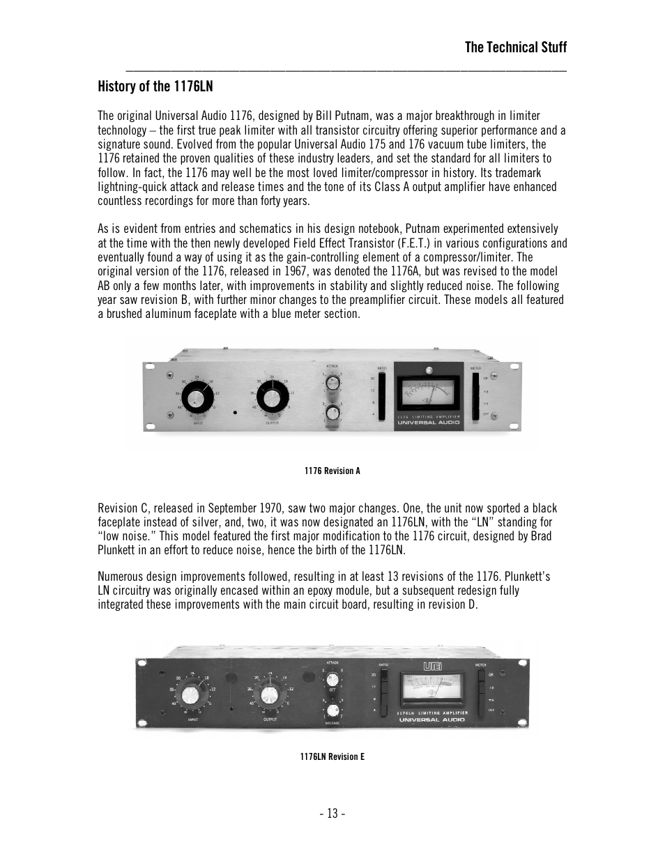 The technical stuff, History of the 1176ln | Universal Audio 1176AE User Manual | Page 18 / 39