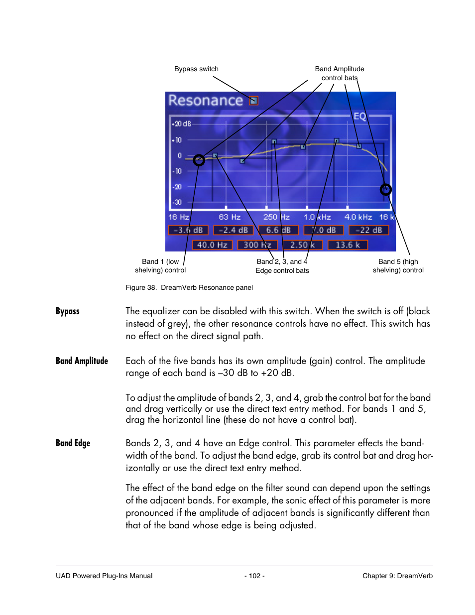 Bypass, Band amplitude, Band edge | Universal Audio UAD Plug-Ins ver.7.5 User Manual | Page 102 / 512