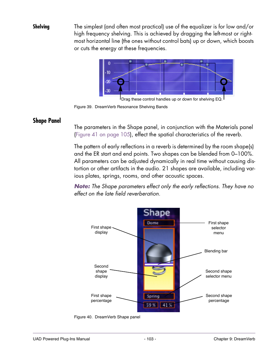 Shelving, Shape panel, By the room shapes in the shape panel | Universal Audio UAD Plug-Ins ver.7.5 User Manual | Page 103 / 512