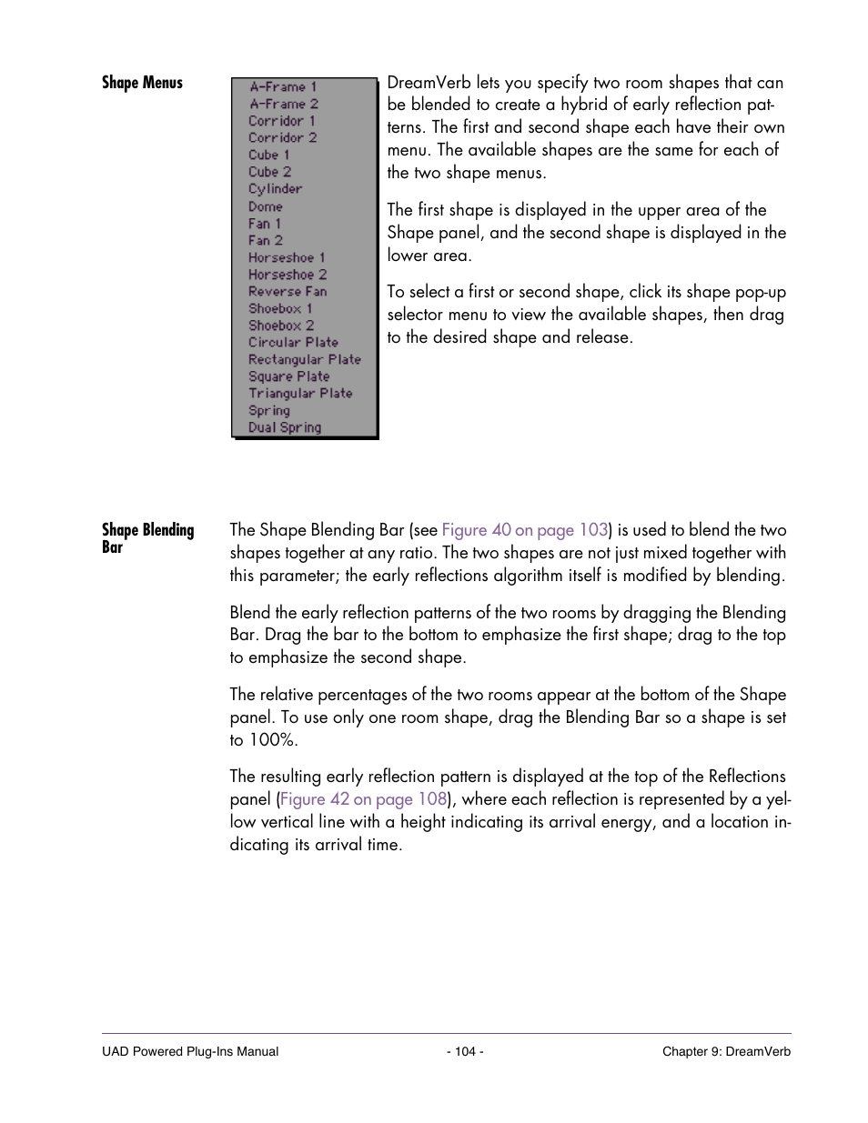 Shape menus, Shape blending bar | Universal Audio UAD Plug-Ins ver.7.5 User Manual | Page 104 / 512