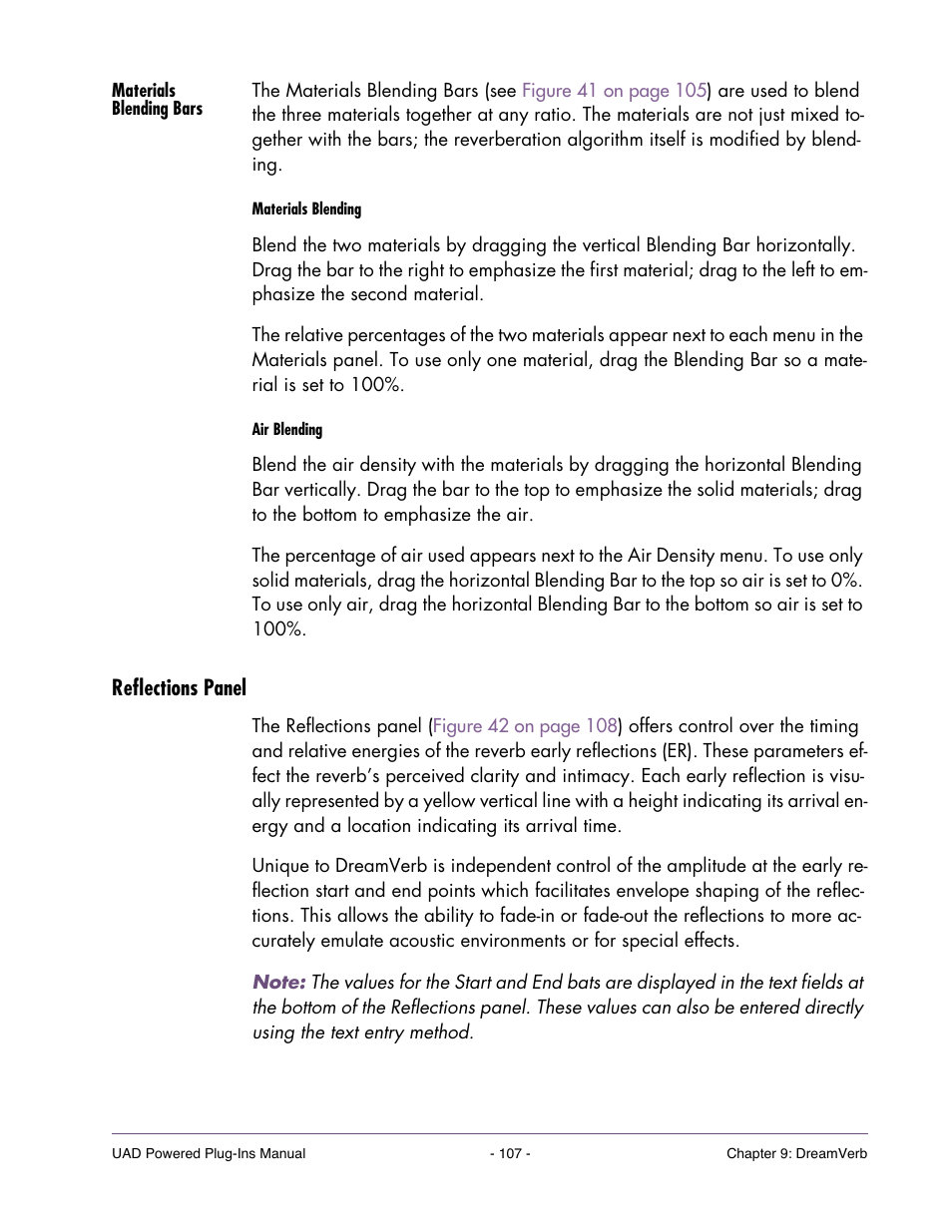 Materials blending bars, Reflections panel | Universal Audio UAD Plug-Ins ver.7.5 User Manual | Page 107 / 512