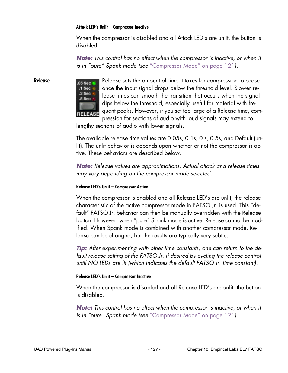 Release | Universal Audio UAD Plug-Ins ver.7.5 User Manual | Page 127 / 512